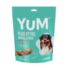 20 X YUM BY YUMOVE PLAQ ATTAQ, DENTAL STICKS FOR LARGE DOGS, PACK OF 7 STICKS BB: 15/08/24.