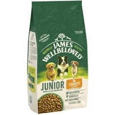 20 X JAMES WELLBELOVED JUNIOR TURKEY & RICE 2KG BAG, HYPOALLERGENIC DRY DOG FOOD BB: 07/24.