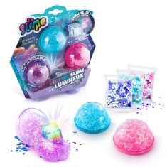 40 X LIGHT UP COSMIC SLIME 3 PACK, 3 BAGS OF SLIME AND DECORATIONS AND COLOUR-CHANGE LED LIGHT INCLUDED, PREMADE SLIME, AMAZING EFFECTS.