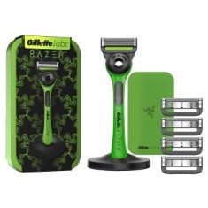 X7 ASSORTED RAZORS TO INCLUDE GILLETTE LABS WITH EXFOLIATING BAR RAZOR, RAZER LIMITED EDITION, TRAVEL CASE - 5 BLADES, GILLETTE VENUS COMFORTGLIDE SPA BREEZE WOMEN'S RAZOR + 8 RAZOR BLADE REFILLS, LU