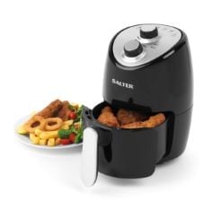 SALTER EK2817 2L COMPACT AIR FRYER - HOT AIR CIRCULATION, REMOVABLE NON-STICK COOKING RACK, ADJUSTABLE TEMPERATURE UP TO 200°C, 30 MINUTE TIMER, 1000W, SMALL & SINGLE PERSON HOUSEHOLD, DAEWOO HONEYCO