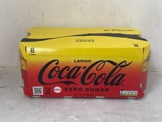 CAGE OF LEMON COCA-COLA ZERO SUGAR- PACKS OF 8 X 330ML CANS- BBE: 30/11/2024 (COLLECTION ONLY) (CAGE NOT INCLUDED)