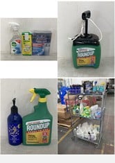 CAGE OF ASSORTED ITEMS TO INCLUDE ROUNDUP READY TO USE TOTAL WEEDKILLER PUMP 'N GO PRESSURE SPRAYER 5L (COLLECTION ONLY)(CAGE NOT INCLUDED)