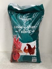 PALLET OF COPDOCK MILL RANGE LAYERS PELLETS CHICKEN FEED 20KG - BBE 15/08/24 (KERBSIDE PALLET DELIVERY)