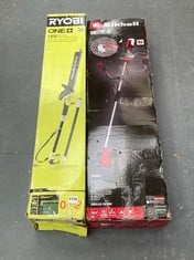 RYOBI ONE+ 18V CORDLESS POLE HEDGE TRIMMER OPT1845 - RRP £133 TO INCLUDE EINHELL EXPERT CORDLESS SCYTHE AGILLO 18/200