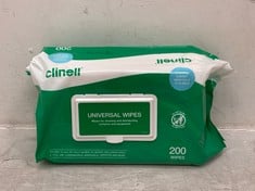 CAGE OF CLINELL UNIVERSAL WIPES 200 WIPES PER PACK - BBE 2023 (KERBSIDE PALLET DELIVERY)