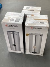 3 X BRABANTIA BINS TO INCLUDE BRABANTIA 30L NEWLCON PEDAL BIN IN COLOUR SOFT BEIGE