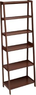 2 X CLASSIC 5-TIER OPEN BOOKCASE WITH SOLID RUBBER WOOD WALNUT TOTAL RRP £124