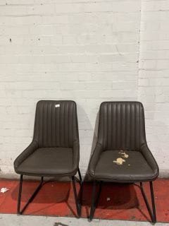 JOHN LEWIS BROOKS II SIDE DINING CHAIRS SET OF 2 BROWN LEATHER RRP £269