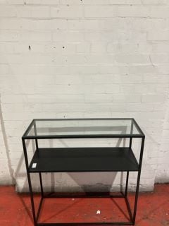 GLASS TOP TABLE WITH BLACK METAL FRAME