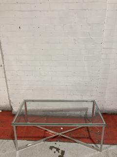 GLASS TOP TABLE WITH SILVER METAL FRAME