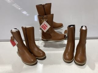 3 X JOHN LEWIS ISOBEL 2 BOOTS SIZE 32 TAN TOTAL RRP £120