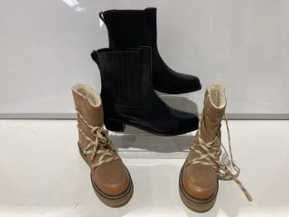 2 X JOHN LEWIS AND/OR PILOT BOOTS BROWN TAN EUR 37 AND JOHN LEWIS NEW ORSON BOOTS BLACK EUR 41 TOTAL RRP £106