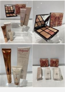 QTY OF BEAUTY ITEMS INCLUDING CHARLOTTE TILBURY STONED ROSE BEAUTY PALETTE AND LAURA MERCIER TINTED MOISTURIZER PEARL RADIANCE 50ML TOTAL RRP £250