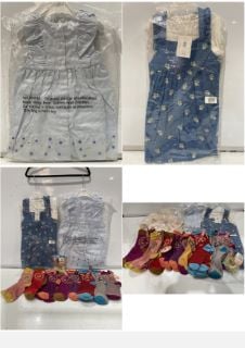 QTY OF ASSORTED CLOTHING INCLUDING JOHN LEWIS HEIRLOOM COLLECTION EMBROIDERED DRESS BLUE/WHITE AGE 2-3 YEARS TOTAL RRP £179