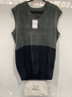 FRED PERRY BLACK KNIT TANK JUMPER FIELD GREEN LARGE LAIRE MATINEE PURSE RRP £100.95