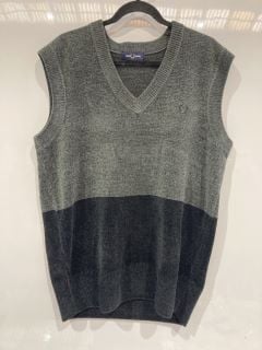 FRED PERRY BLACK KNIT TANK JUMPER FIELD GREEN LARGE RRP £36