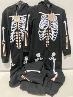 QTY OF JOHN LEWIS NEON SKELETON ONESIE BLACK/MULTI SIZE 11 YEARS