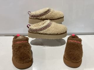 2 X WOMEN TAZZ UGG BRAID NATURAL/BROWN SIZE 8/6