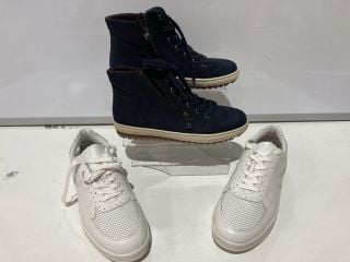 JOHN LEWIS EVELYN WHITE TRAINERS SIZE 8 TO INCLUDE GABOR BULNER TRAINERS NAVY NUBUCK SIZE 7