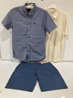 3 X SUPERDRY POLO SHIRT MEDIUM BLUE AND TIMBERLAND EARTHKEEPERS X ICEBREAKER POLO CREAM T-SHIRT LARGE AND TIMBERLAND BLUE CHINO SHORTS W35 REGULAR FIT TOTAL RRP £118