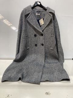 JOHN LEWIS AND/OR ELLA HERINGBONE COAT UK 20 BLUE/WHITE RRP £179