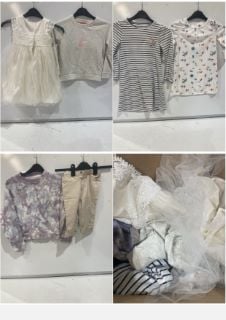 QTY OF ASSORTED CLOTHING INCLUDING JOHN LEWIS HEIRLOOM COLLECTION LACE SLEEVE SHIRT DRESS AGE 18-24 MONTHS WHITE TOTAL RRP £207