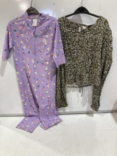 QTY OF ASSORTED CLOTHING INCLUDING JOHN LEWIS ICECREAM SUNPRO SWIMSUIT AGE 12 YEARS PURPLE TOTAL RRP £216