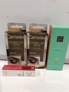 BOX OF ASSORTED ITEMS TO INCLUDE CAMELEO EYEBROW TINT RRP £70