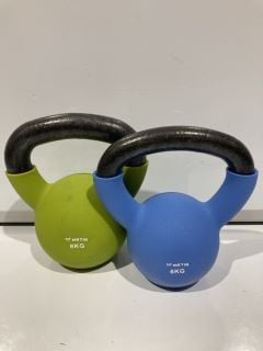 QTY OF ITEMS TO INCLUDE DUMBBELLS 6KG AND 8KG