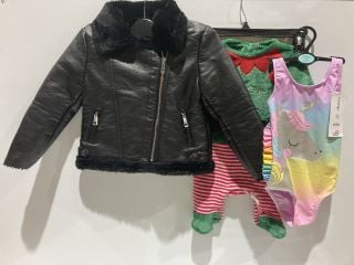 BOX OF ASSORTED ITEMS GIRLSWEAR CUTE WEAR BLACK JACKET SIZE AGE 6YRS