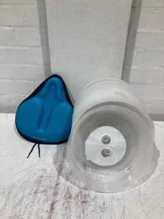 QTY OF ITEMS INCLUDING BLUE AND BLACK CYCLING SEAT