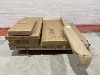 1 X PALLET OF ASSORTED FURNITURE TO INCLUDE UPHOLSTERED BED BEIGE