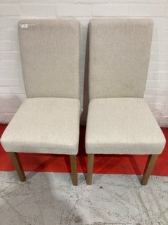 HALLOWOOD PREMIUM LINEN STRAIGHT BACK BEIGE FABRIC DINING CHAIRS SET OF 2 £100