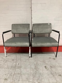 HALLOWOOD FINLEY GREY VELVET FABRIC CHAIRS WITH STURDY METAL LEGS SET OF 2 £140