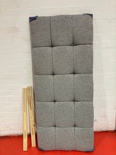 GREY DOUBLE BED HEADBOARD WITH WOODEN PLANKS