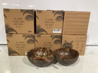 A QTY OF ASSORTED VIE GOURMET COCONUT BOWLS & SPOONS, SETS OF 2