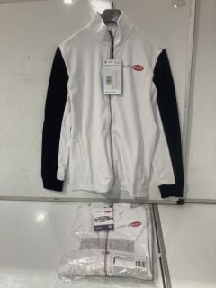 2 X BUGATTI 2ND LAYER FLEECE FOR MEN IN WHITE SIZE 1 X SMALL 1 X MEDIUM RRP £160