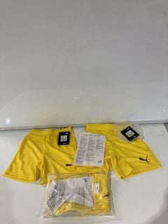 3 X ASSORTED PUMA KNIT SHORTS CYBER YELLOW 7 - 8 KIDS