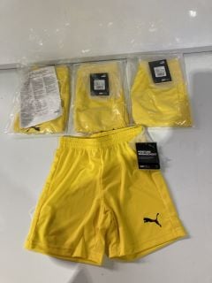 3 X ASSORTED PUMA KNIT SHORTS CYBER YELLOW 7 - 8 KIDS