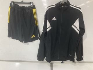 ADIDAS SHORTS BLACK/YELLOW, ADIDAS JACKET BLACK/WHITE SIZE M