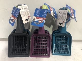 A QTY OF ASSORTED TRIXIE LITTER SCOOP FOR CLUMPING LITTER