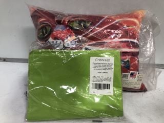 BOX OF ASSORTED GENERAL ITEMS TO INCLUDE FROST PROTECTION COVER, CAROLINES TREASURES BIG RED CAT CUSHION