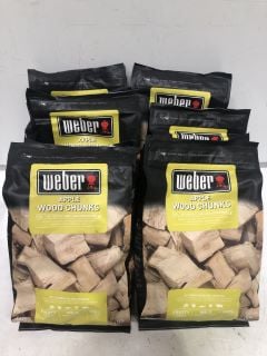 BOX OF ASSORTED OUTDOOR ITEMS TO INCLUDE WEBER APPLE WOOD CHUNKS 1.5KG