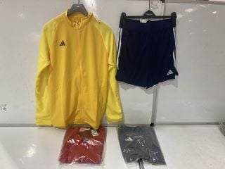 QTY OF ASSORTED ADIDAS CLOTHING TO INCLUDE YELLOW ADIDAS JACKET SIZE LARGE