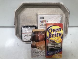 BOX OF ASSORTED HOUSEHOLD ITEMS TO INCLUDE HOMITT BUTANE TORCH, OVEN BRITE EASY TO USE FORMULA