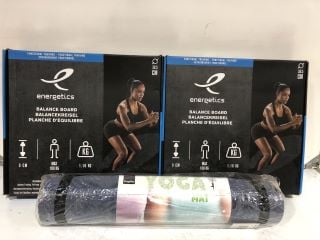 QTY OF ASSORTED FITNESS ITEMS TO INCLUDE 2 X ENERGETICS BALANCE BOARD RRP £50