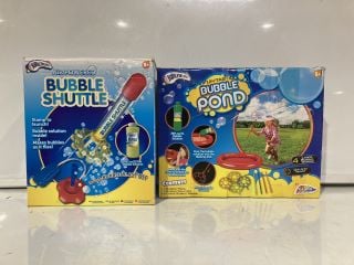 BOX OF ASSORTED CHILDRENS TOYS TO INCLUDE RAM PLAY SAND, GRAFIX BUBBLE POND