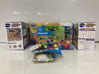 BOX OF ASSORTED GOODS TO INCLUDE VTECH MARBLE RUSH, ABEECULTIMATE GLAM HAIR OARTY FIT