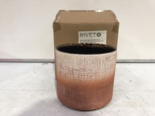 3 X ASSORTED RIVET RUSTIC TEXTURED STONEWARE PLANT POT